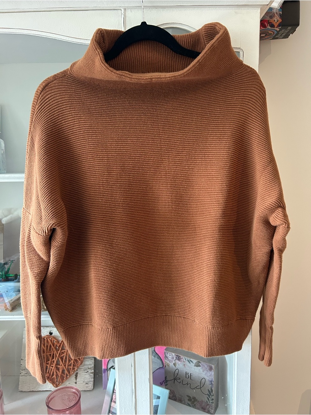 Mock & Lou (plenty) Ribbed Funnel Neck Sweater - Brown